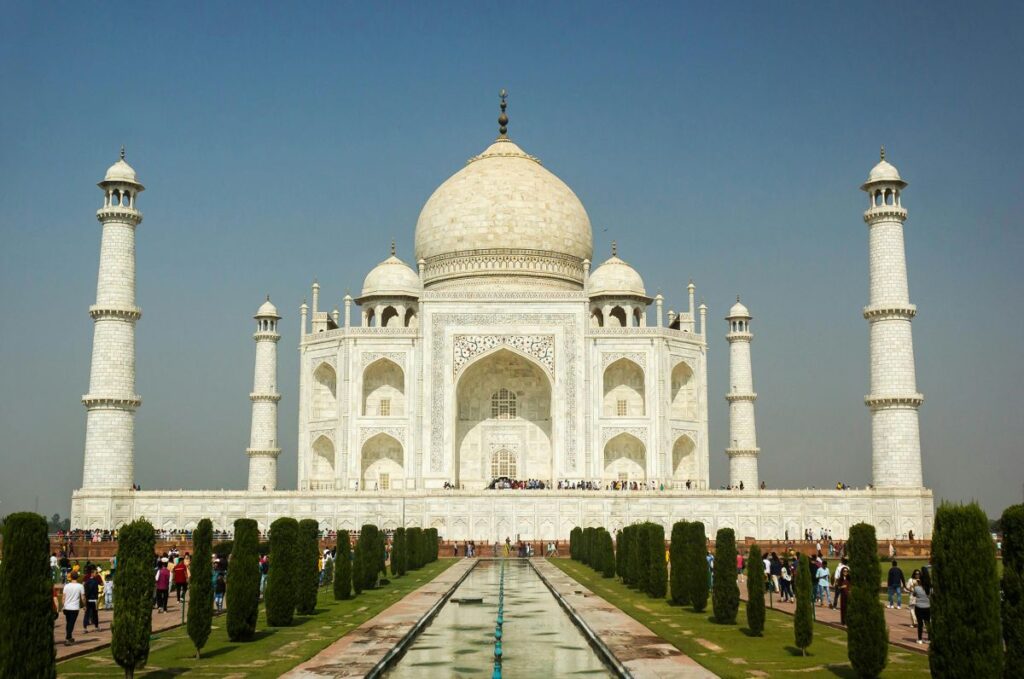 Amazing Taj Mahal Mausoleum under Gloomy Sky
